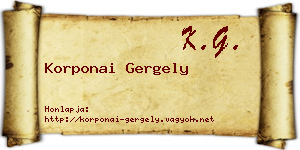 Korponai Gergely névjegykártya